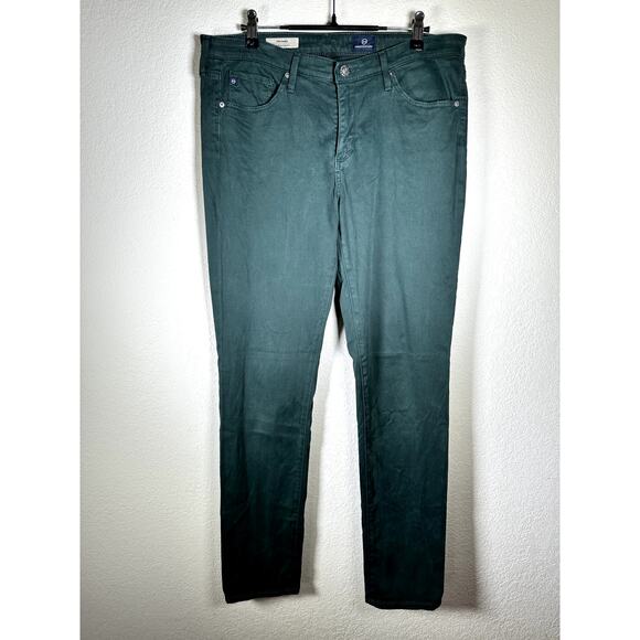 AG The Prima Mid-Rise Cigarette Pants Women’s 30R Forest Green Stretch Velvet - Picture 7 of 15